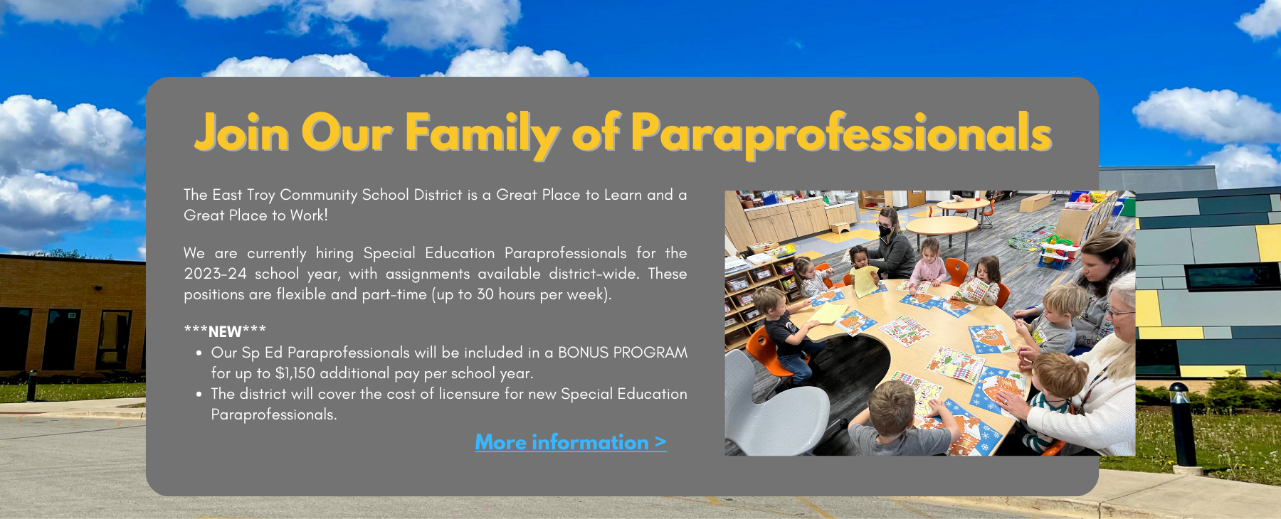 Join Our Sp Ed Paraprofessionals