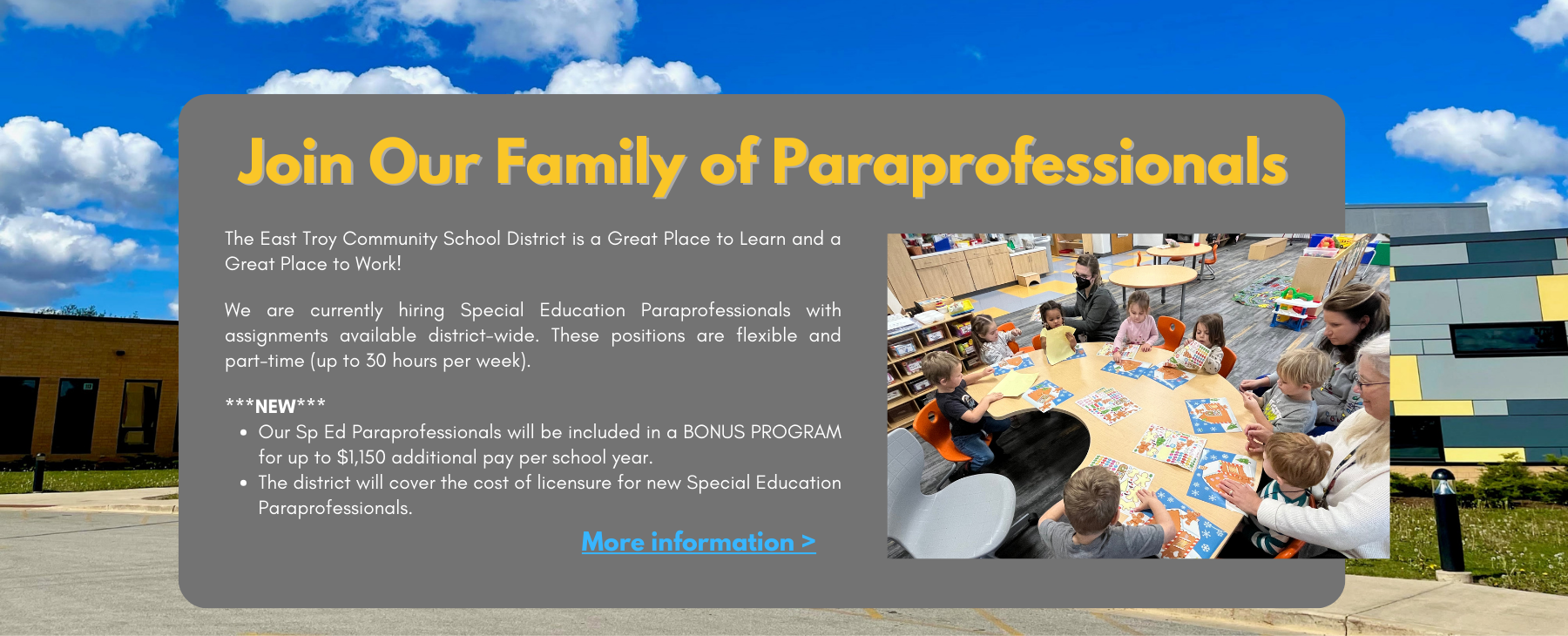 Join Our Sp Ed Paraprofessionals
